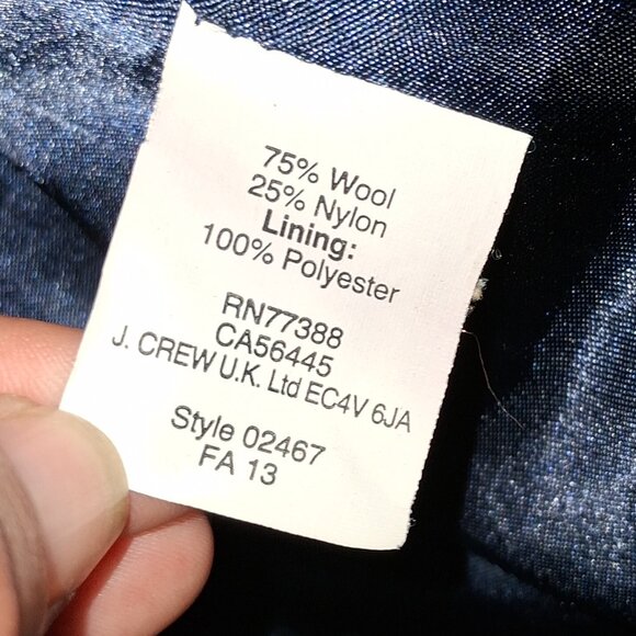 J Crew Wool Blend Lady Day Double Cloth Pea Coat Burgundy with Navy Trim - Picture 5 of 8